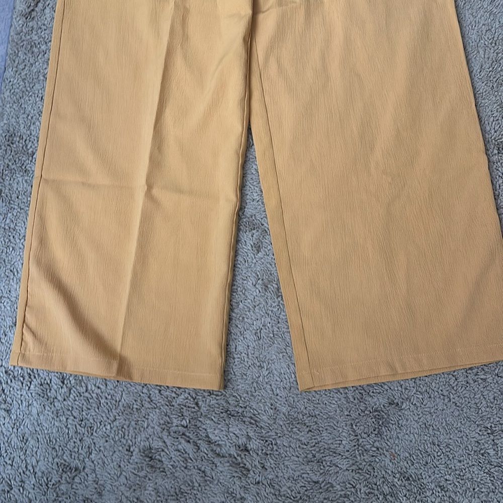 Mustard Yellow Elastic Waist Wide Leg Pants Size M - Picture 3 of 7